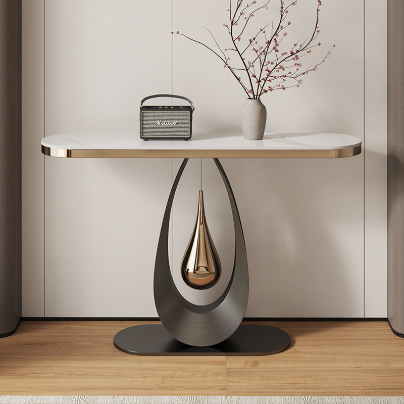 Console ovale légère et luxueuse, H 33,5 po x l 63 po x P 11,8 po