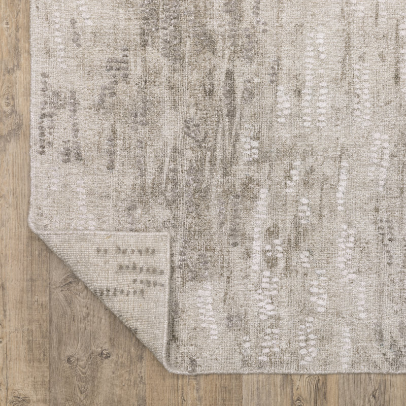Michalski Textural Distressed Abstract Beige/ Brown Hand-made Area Rug, Rectangle 5'12" x 8'12"