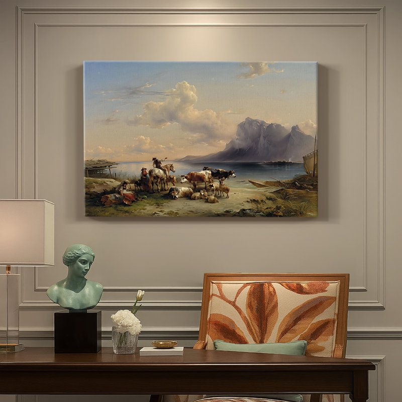 Paysage de fjords de Norvège (Sognefjords) - August Wilhelm Leu - Toile tendue avec châssis - 1849, 24 x 36