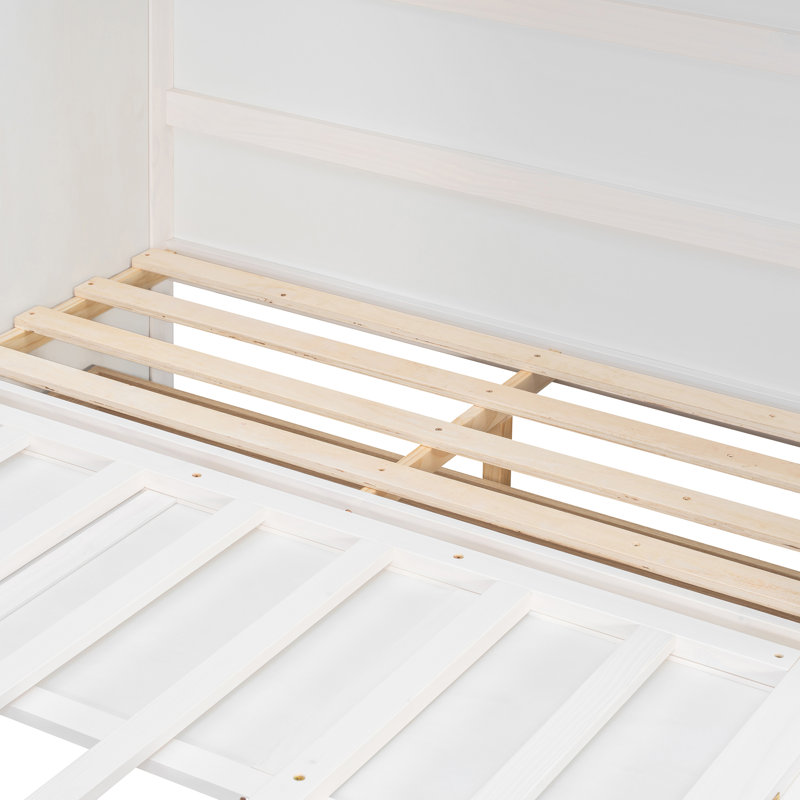 Lit escamotable double avec grands tiroirs, Blanc