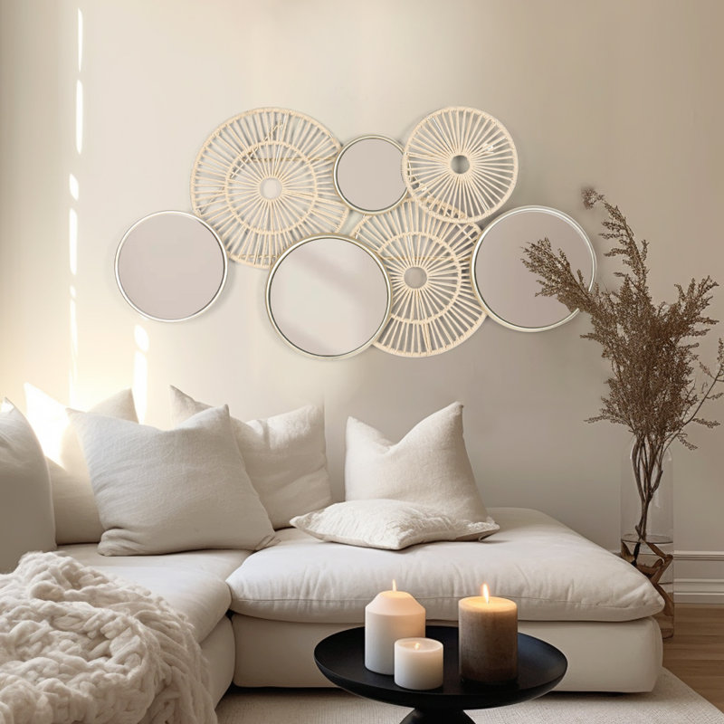 Ensemble de miroirs muraux 37,4 po Boho, Fabric Mirror