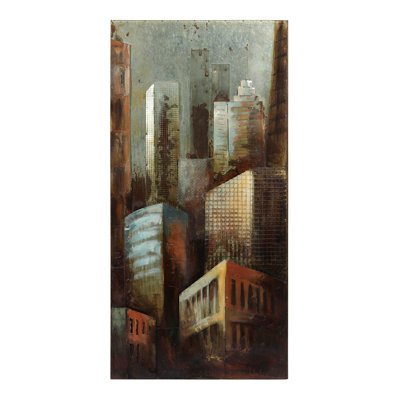 'Gray Arquitecture II' Iron Hand Painted 3D Wall Art