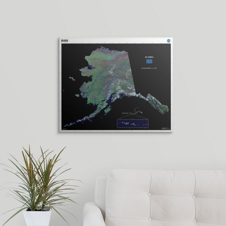 «Alaska - USGS State Mosaic», impression, H 24 po x l 30 po x P 1,25 po, Toile