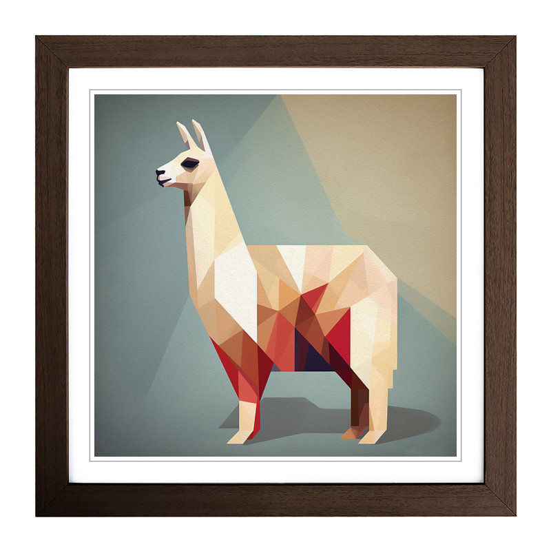 Llama Suprematism No.7 - Framed Print, Walnut