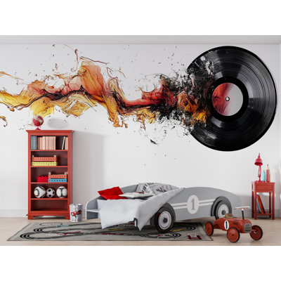 Vinyl Record Wall Decal, Music Wall Art Sticker, DJ Room Decor, Abstract Sound Wave Wall Decal, Music Lover Decor, Vinyl Wall Sticker, 511Mv