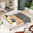 Full Size Beige Upholstered Tufted Daybed
