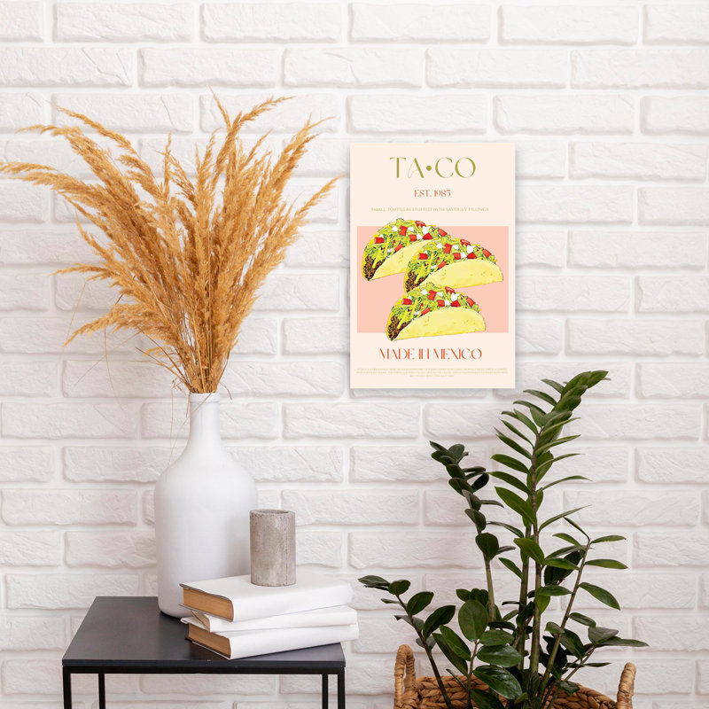 Tacos mexicains authentiques, art mural traditionnel, H 18 po x l 12 po