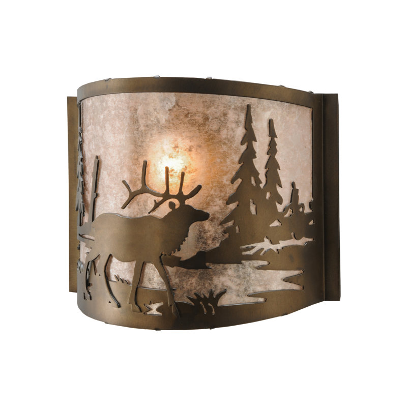 Rustic Lodge 1 - Light Flush Mounted Sconce, Antique Copper, Antique Copper/Silver Mica