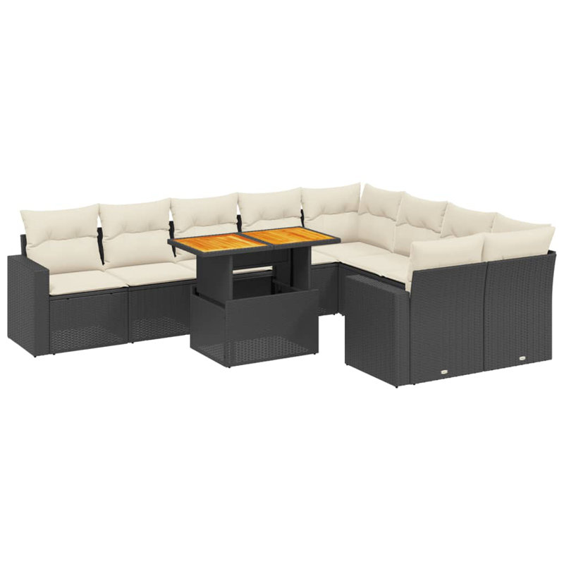 Ensemble de canapé de jardin noir et blanc pour l'extérieur