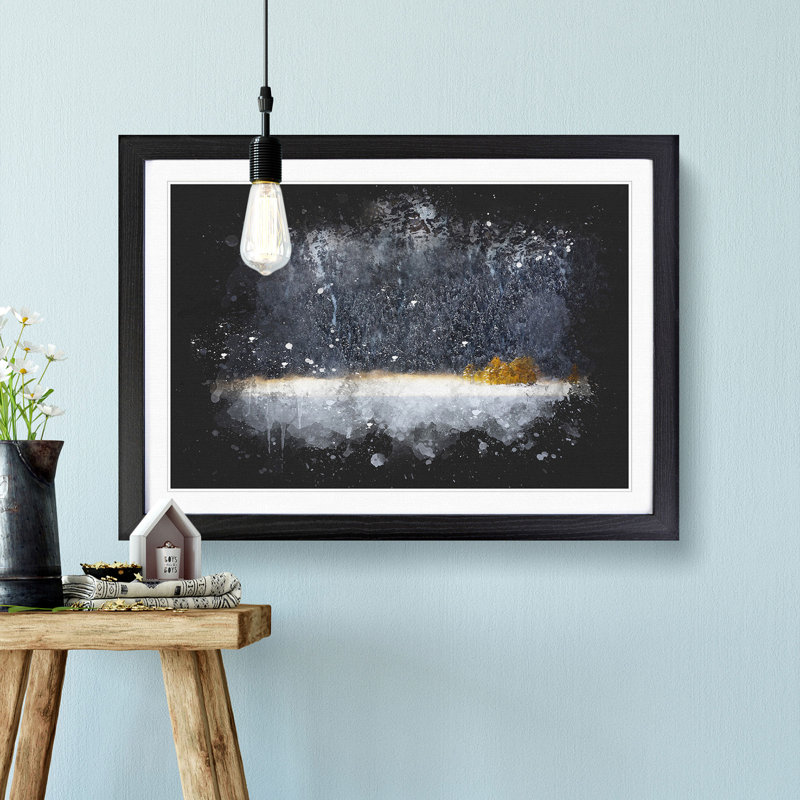 Eibsee Lake In Germany Paint Splash - Framed Print, 33cm H x 45cm W x 2cm D, Black Framed