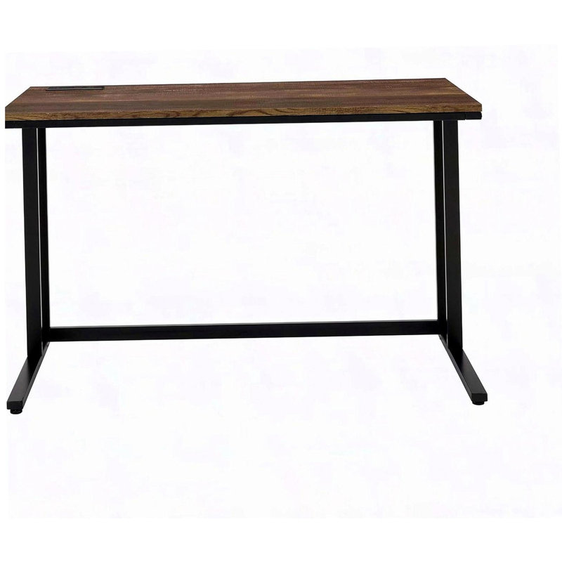 Walnut and Black Writing Desk with USB Port, Black