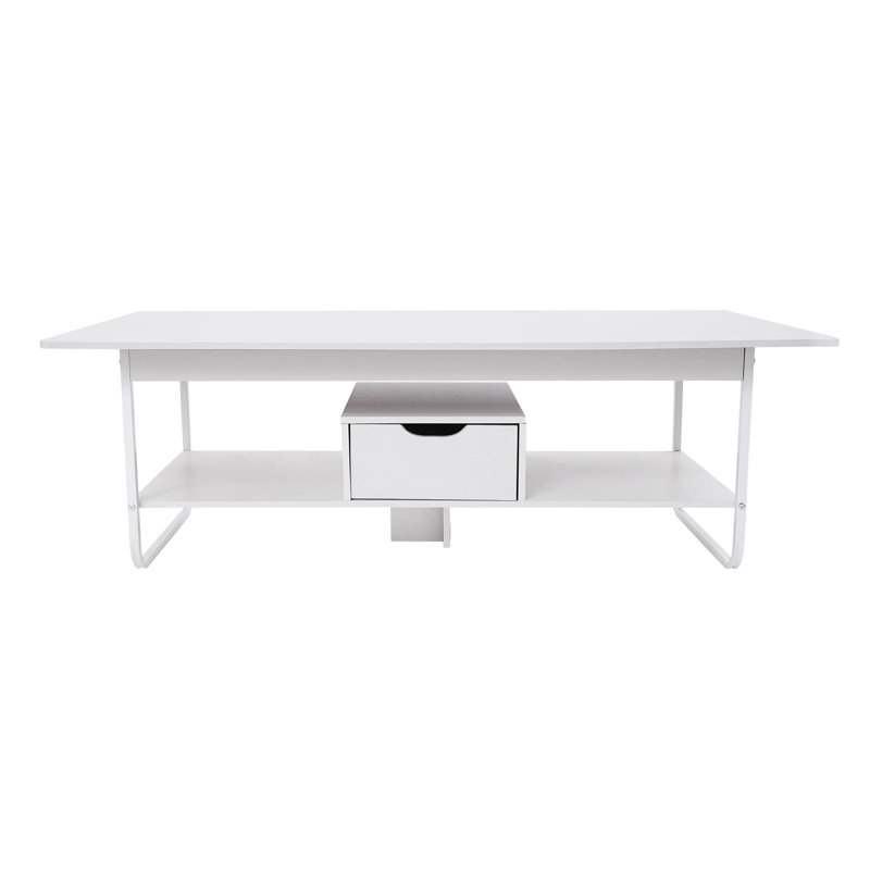 Modern Rectangular Coffee Table, White