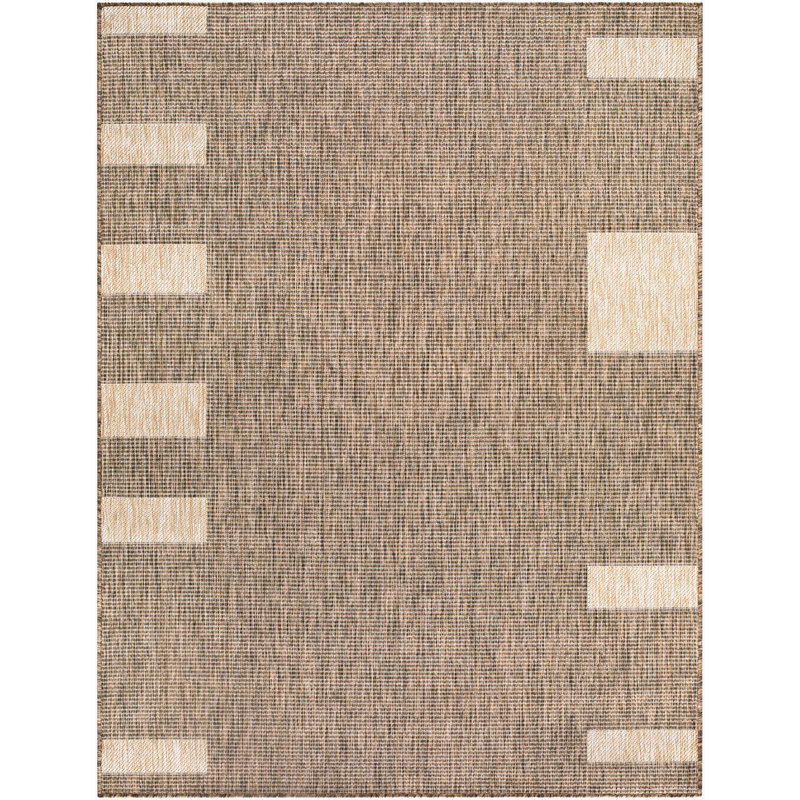 Galey Alix x Livabliss Boxwood Outdoor Machine Woven Rug, Rectangle 7'10" x 10', Brown
