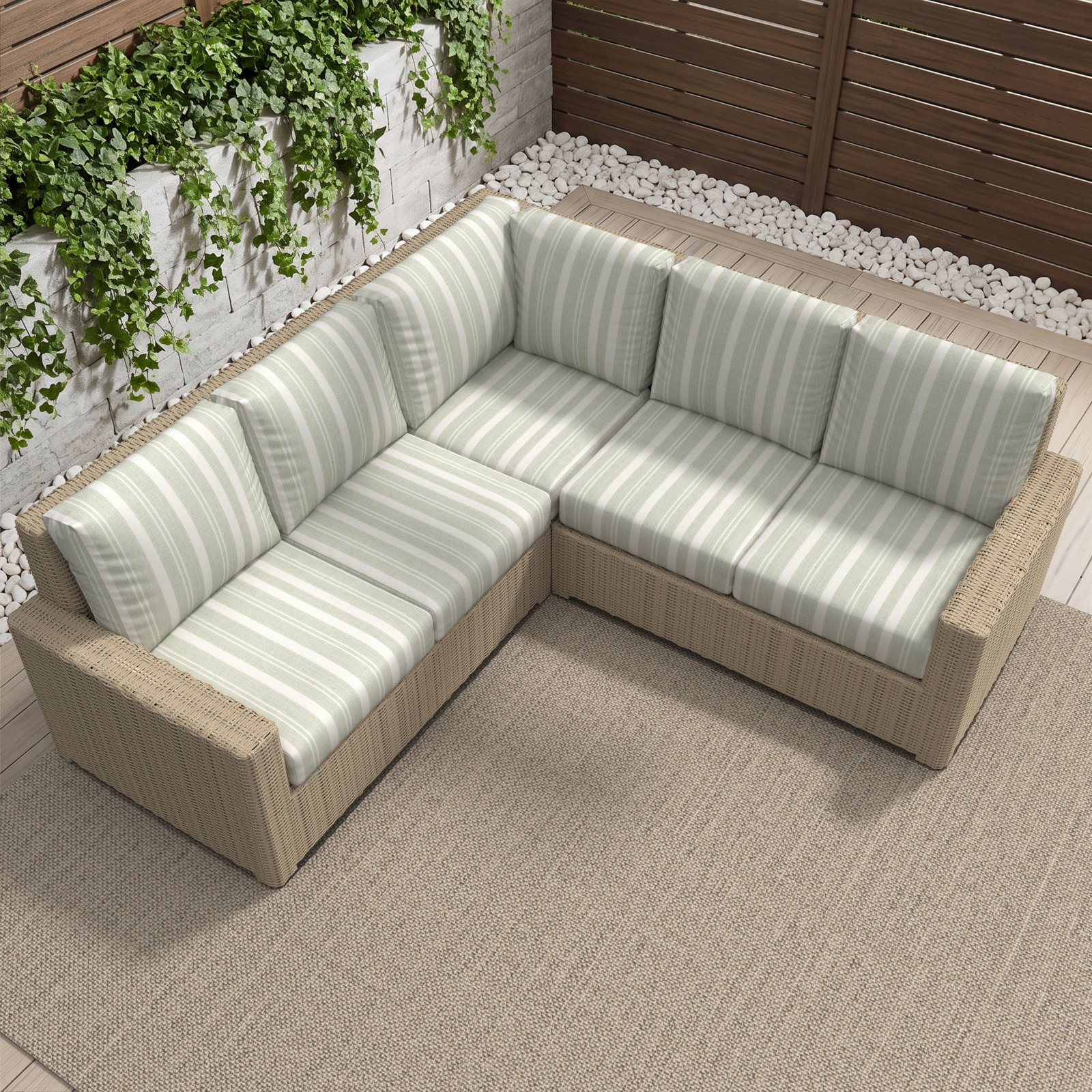 Henri 91" Patio Sectional Set, Sunbrella® Canvas Natural
