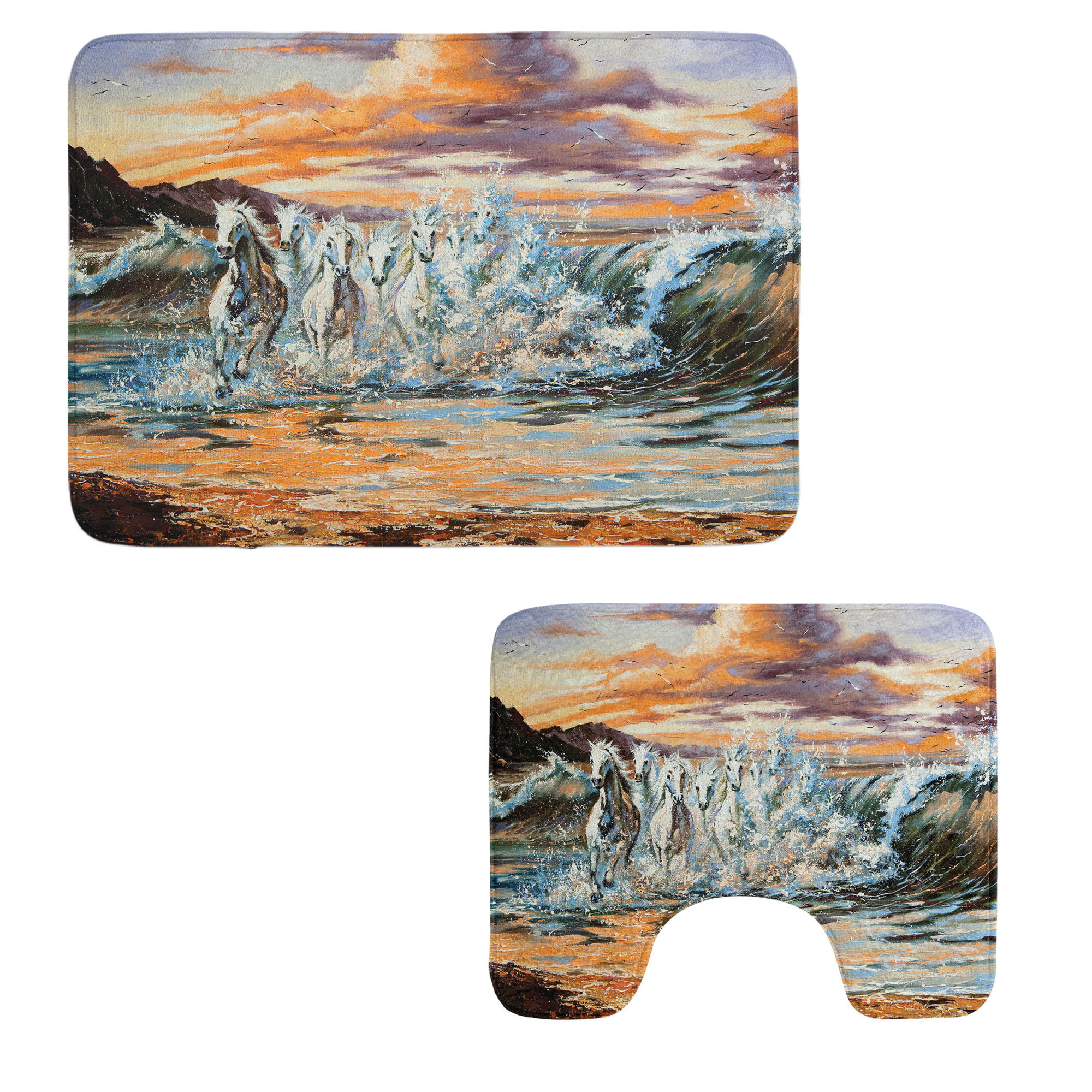 Dakota Fields Colorful Bathroom Rug Set 2 Pieces Rectangle & Contour