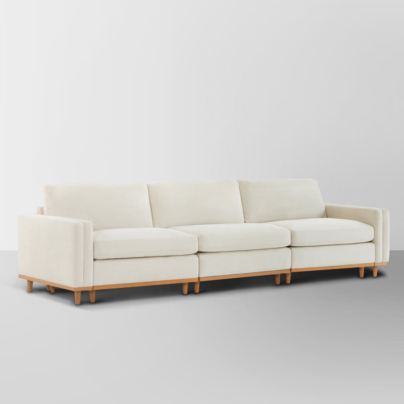  Canapé modulaire surdimensionné 3 pièces avec pieds en bois massif Laima, Lin lin