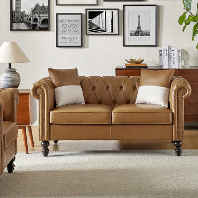 Tecla 62.2" Faux Leather Button-tufted Loveseat Sofa