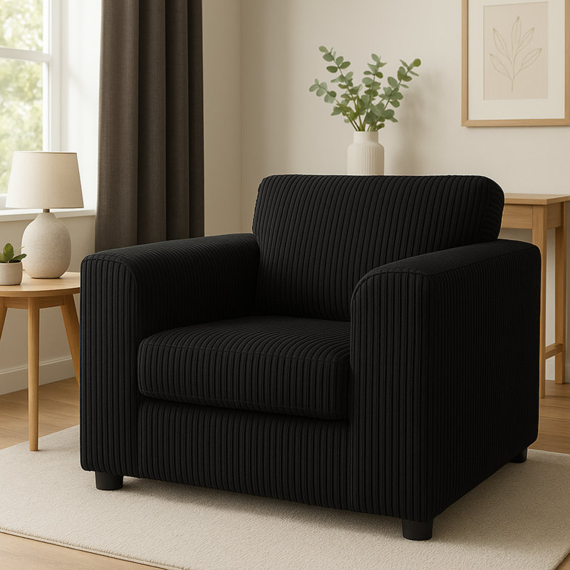 Upholstered Armchair, Black