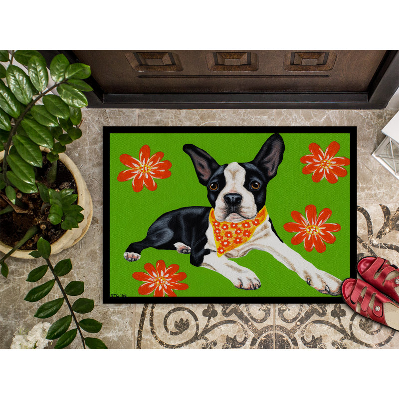 Tapis d’extérieur antidérapant cutie boston terrier, Rectangle 2 pi x 3 pi