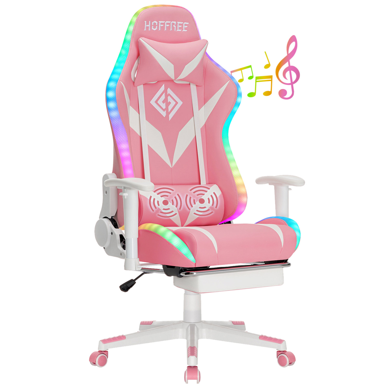 Hoffree Rocking Gaming Chair with Speakers Ergonomic Gamer Chair