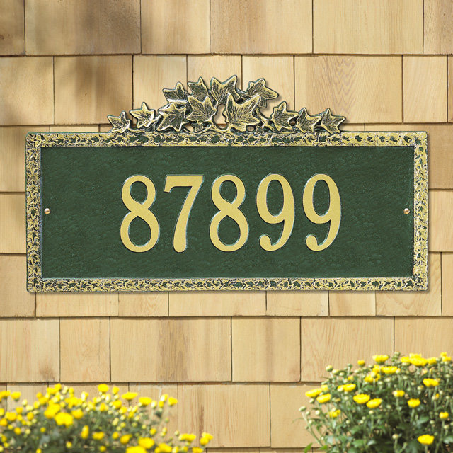 Ivy 1-Line Wall Address Plaque, Bronze and Gold, Yes