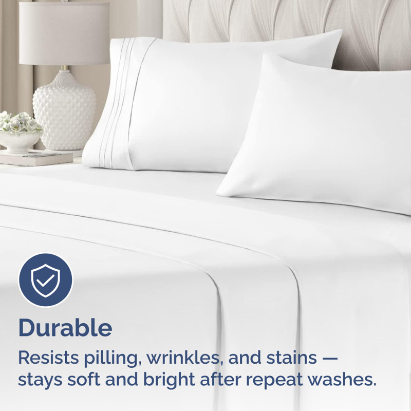 Microfiber Pillowcase Set, Soft Double Brushed Pillow Covers, Breathable & Easy Care, Set of 2, Queen, White