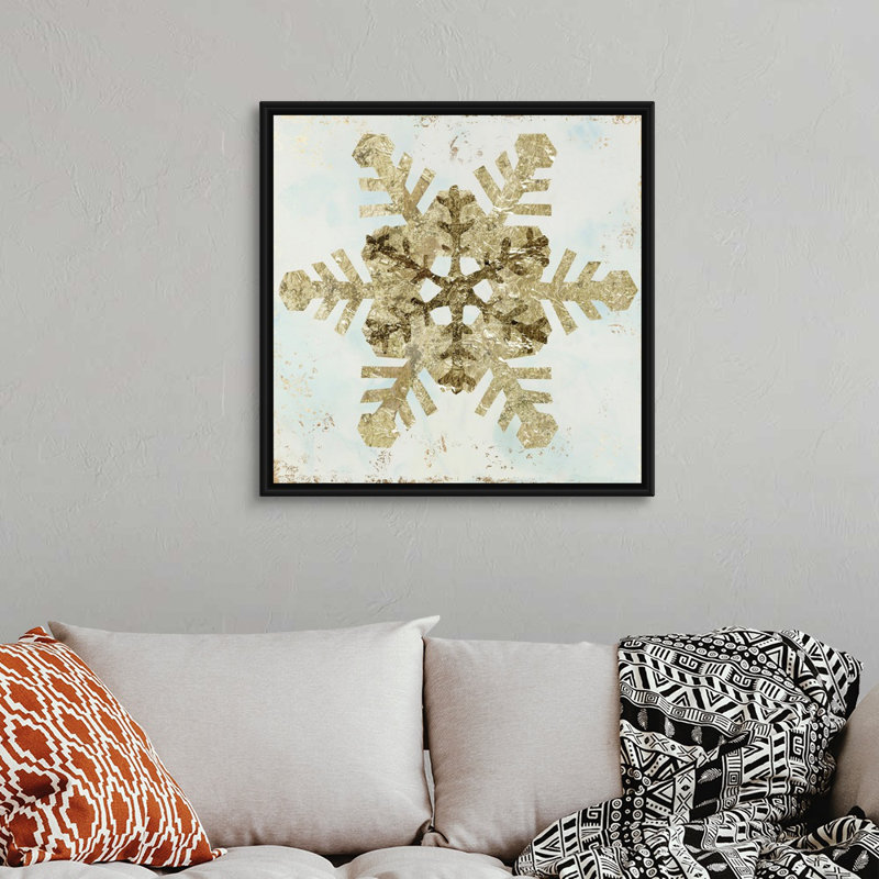 Glistening Snowflake IV - reproduction d'art sur toile, Cadre noir, H 32 po x l 32 po x P 1,75 po