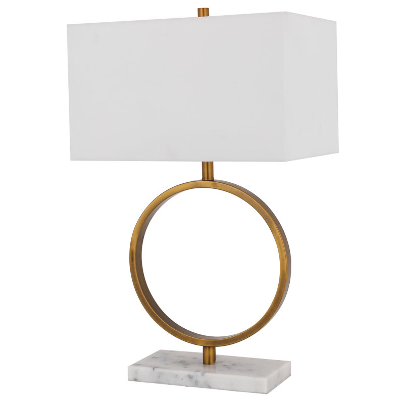 Kristine 1 Light Gold Hoop Table Lamp With Linen Shade