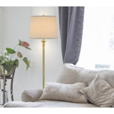 100 Watt Hailey Metal Floor Lamp With Hardback Linen Shade