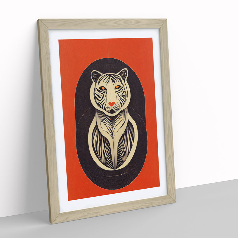 Tiger Nouveau No.2 - Framed Print, Oak Framed, 64cm H x 46cm W x 2cm D
