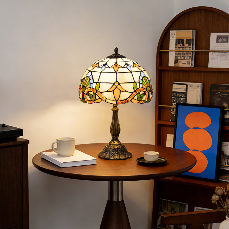 Lampe de table en vitrail de style Tiffany pour chambre à coucher, table de chevet, lampe de bureau pour le salon, dortoir, bar, rétro, mignon, décor décoratif, maison de campagne