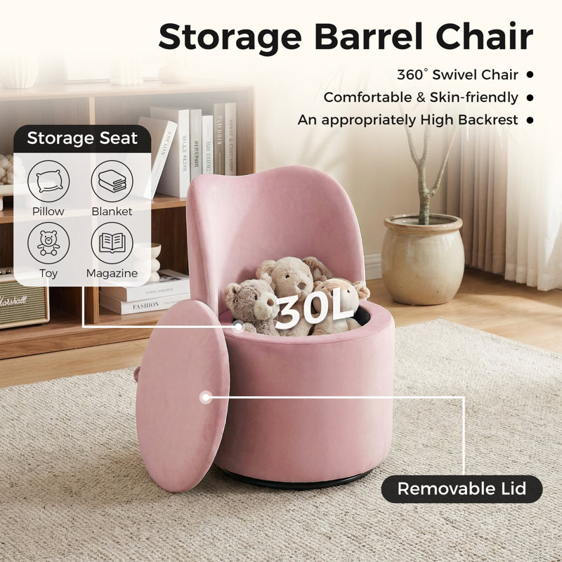 Upholstered Swivel Accent Chair, Pink