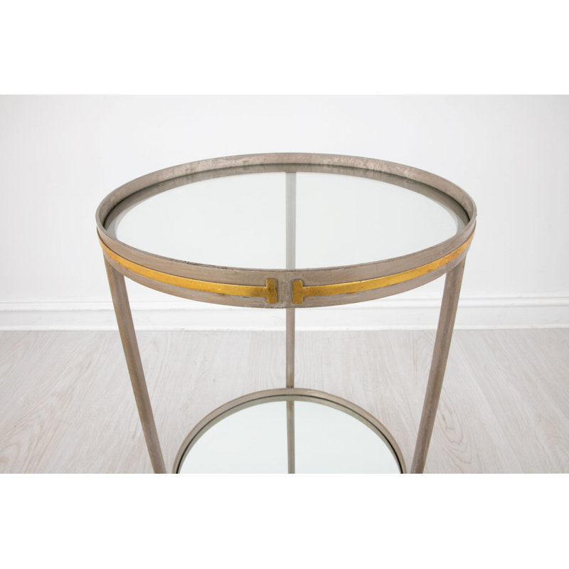 Tiffany End Table, Distressed Champagne/Gold Leaf