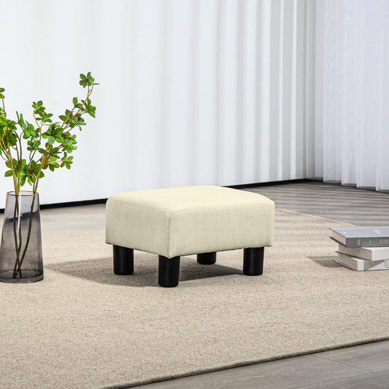 Petit tabouret de repose-pieds beige en lin