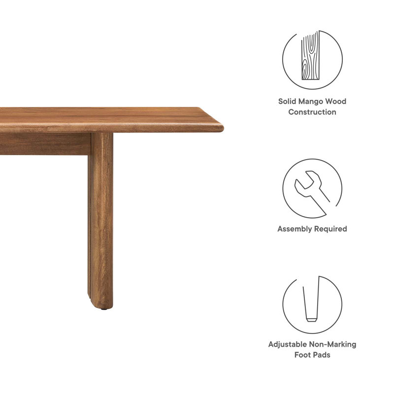 Banc en bois Amistad par Modway, Noyer, H 18,5 po x l 72 po x P 15 po