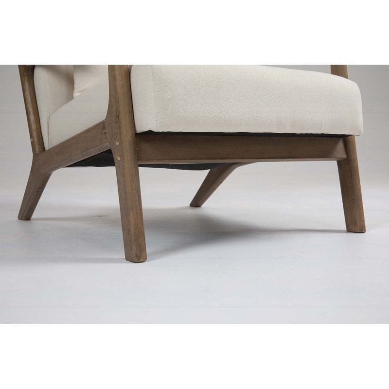 Chaise d'appoint avec structure en bois, parfaite pour la lecture et la détente, Blanc, Brun