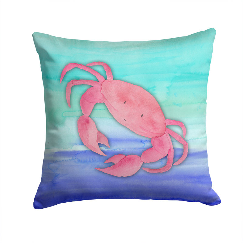Crab Watercolor Indoor/Outdoor Throw Pillow, 14" x 14"