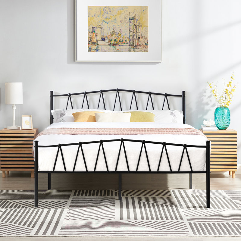 Alsa Metal Piece Bedroom Set, Black, Queen