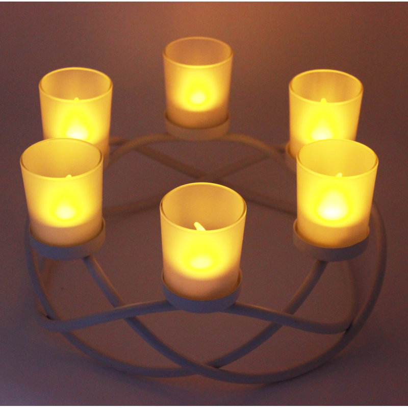 Centre de table avec porte-bougie ronde, Blanc