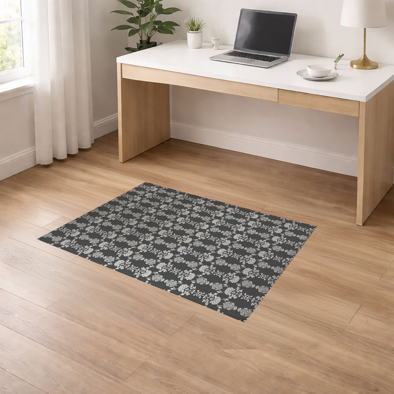 Pia Decorative Lightweight Office Mat, 60" W x 36" D, Charcoal