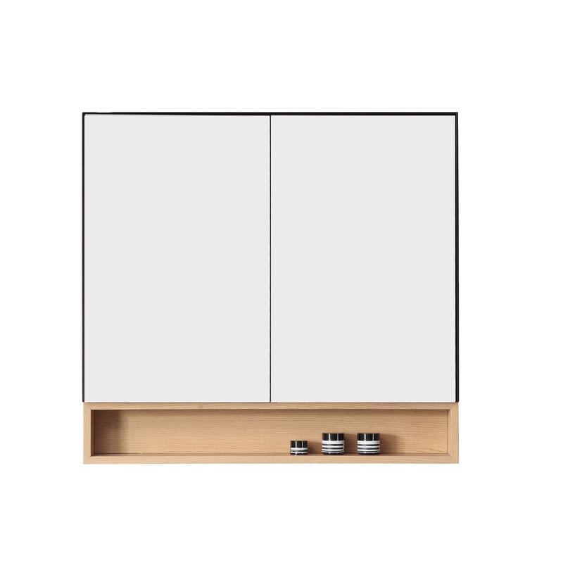 Bergen 36" Medicine Cabinet, Matte Black/Whitewash Oak