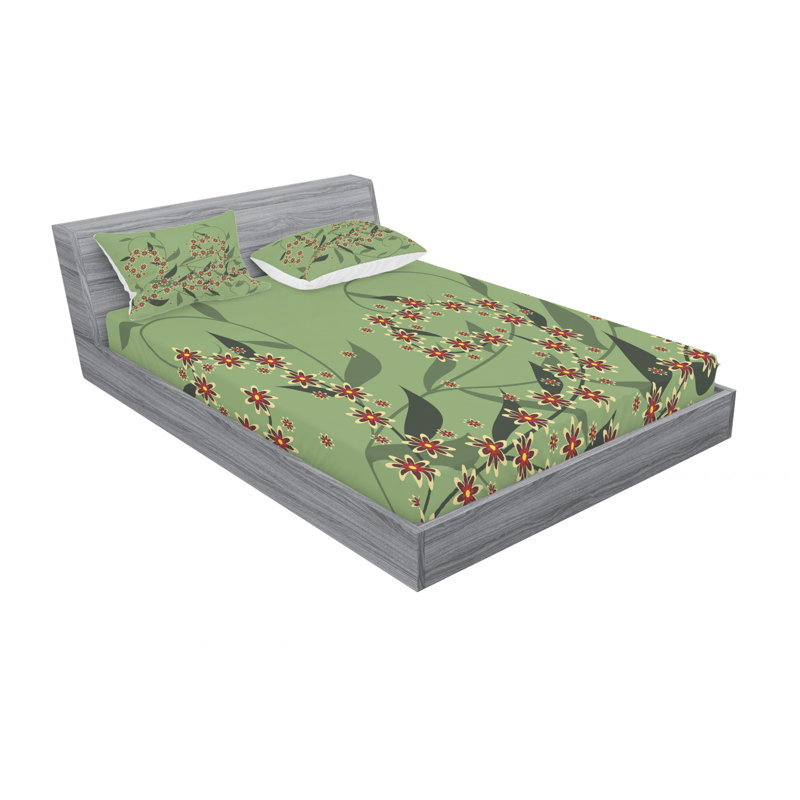 Ensemble de draps à fleurs rétro, Ensemble de drap pour grand lit avec drap-housse
