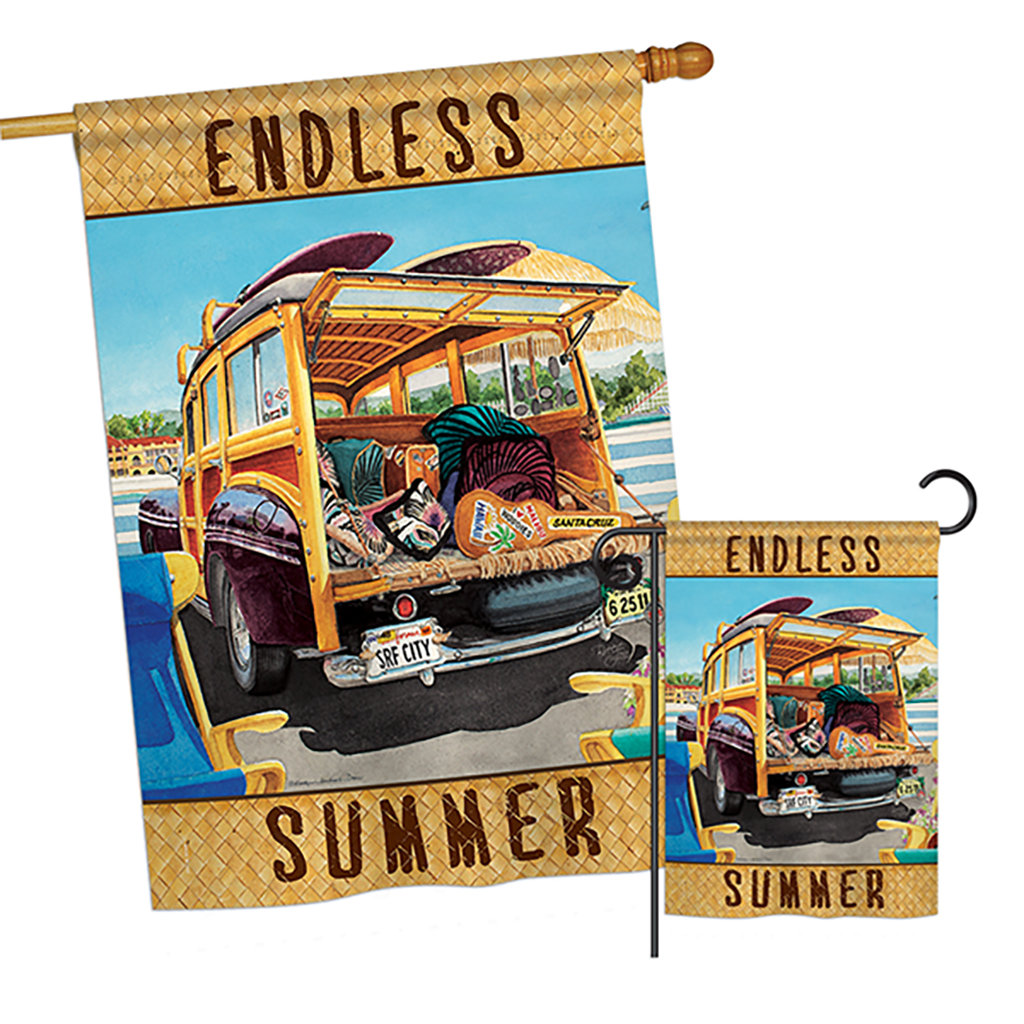 Heivi 2 Piece Surfer Girl Summer Fun in the Sun Impressions Decorative Vertical 2-Sided Polyester Garden Flag Set Latitude Run®