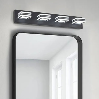 Luminaire mural moderne carré en acrylique 26 po à 4 lumières pour salle de bain 26 po