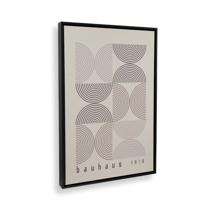 Affiche de composition Bauhaus, H 18,75 po x l 12,75 po, Beige / taupe chaud, Cadre flottant noir satiné