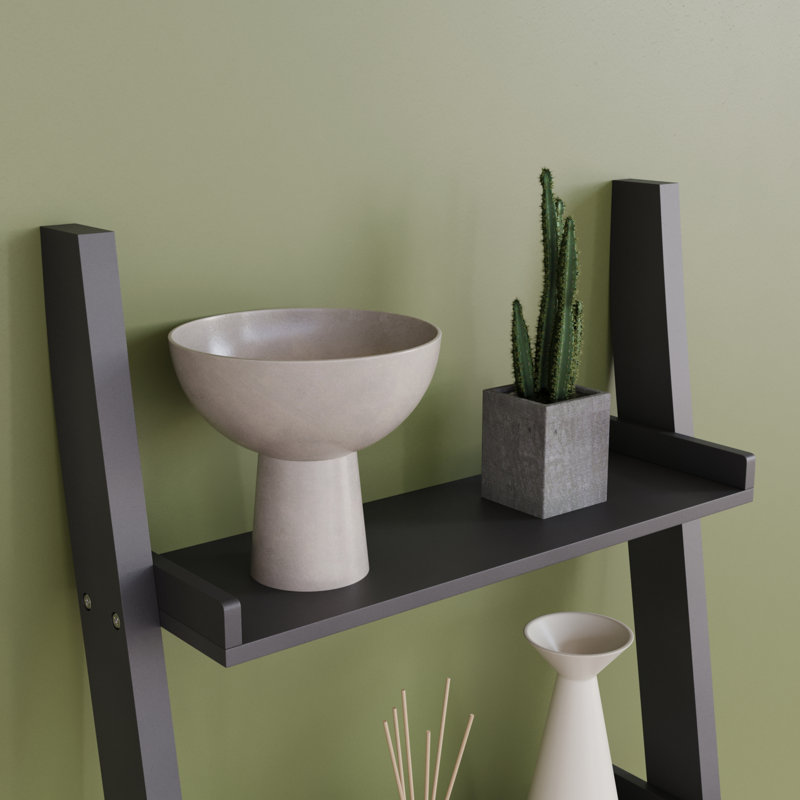 Ogilvie 56cm W Ladder Bookcase, Black, 154cm H