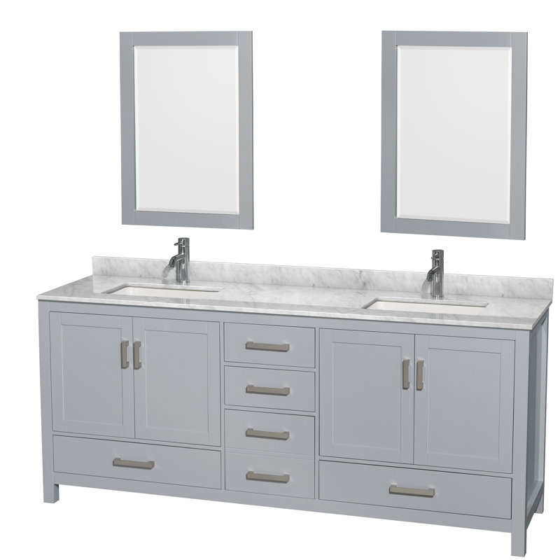 Sheffield 79" Double Bathroom Vanity Base Only, Gray