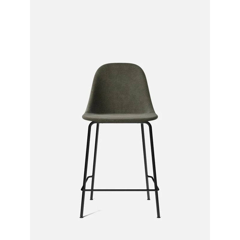Harbour Upholstered Bar Stool with Metal Frame, Dakar 0842 Black Genuine Leather, Counter Stool (24.8" Seat Height)