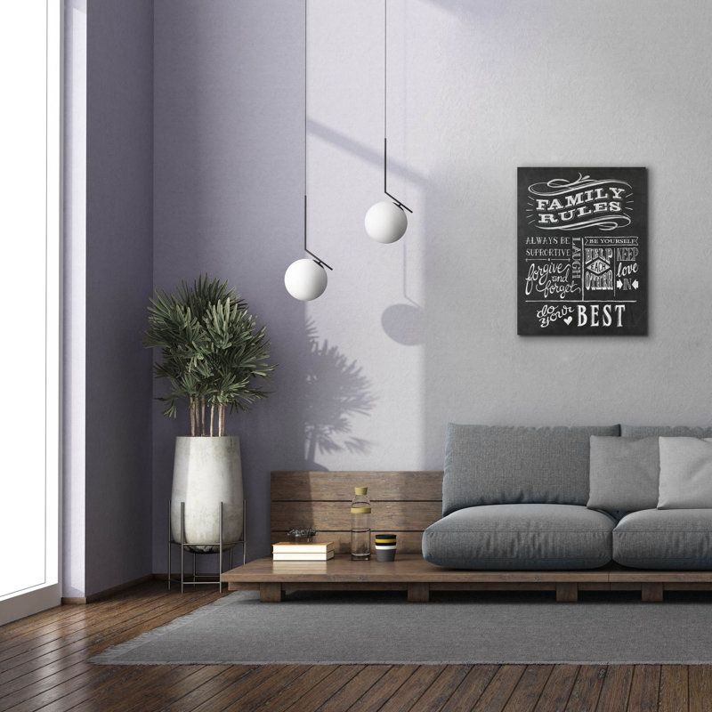 «Family Rules 1 V2» par Mary Urban, art mural sur toile, H 34 po x l 26 po x P 1,5 po