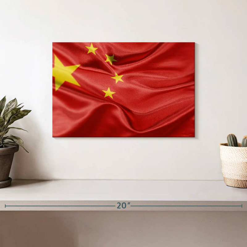 Creased Chinese Flag, 8" H x 12" W